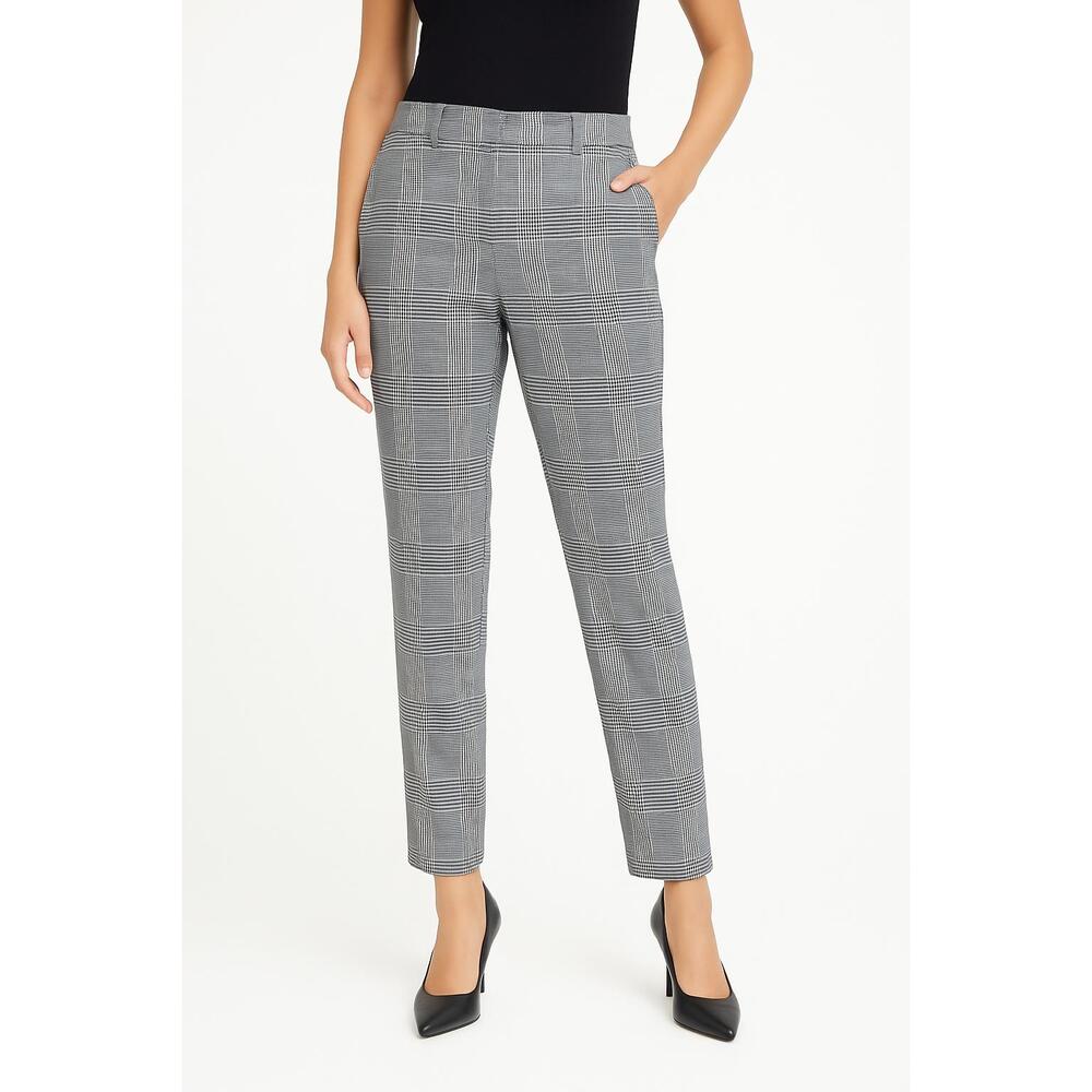 Ann Taylor Factory Plaid Pattern Belt Loops Flat Front Classic Style Pant Size 8